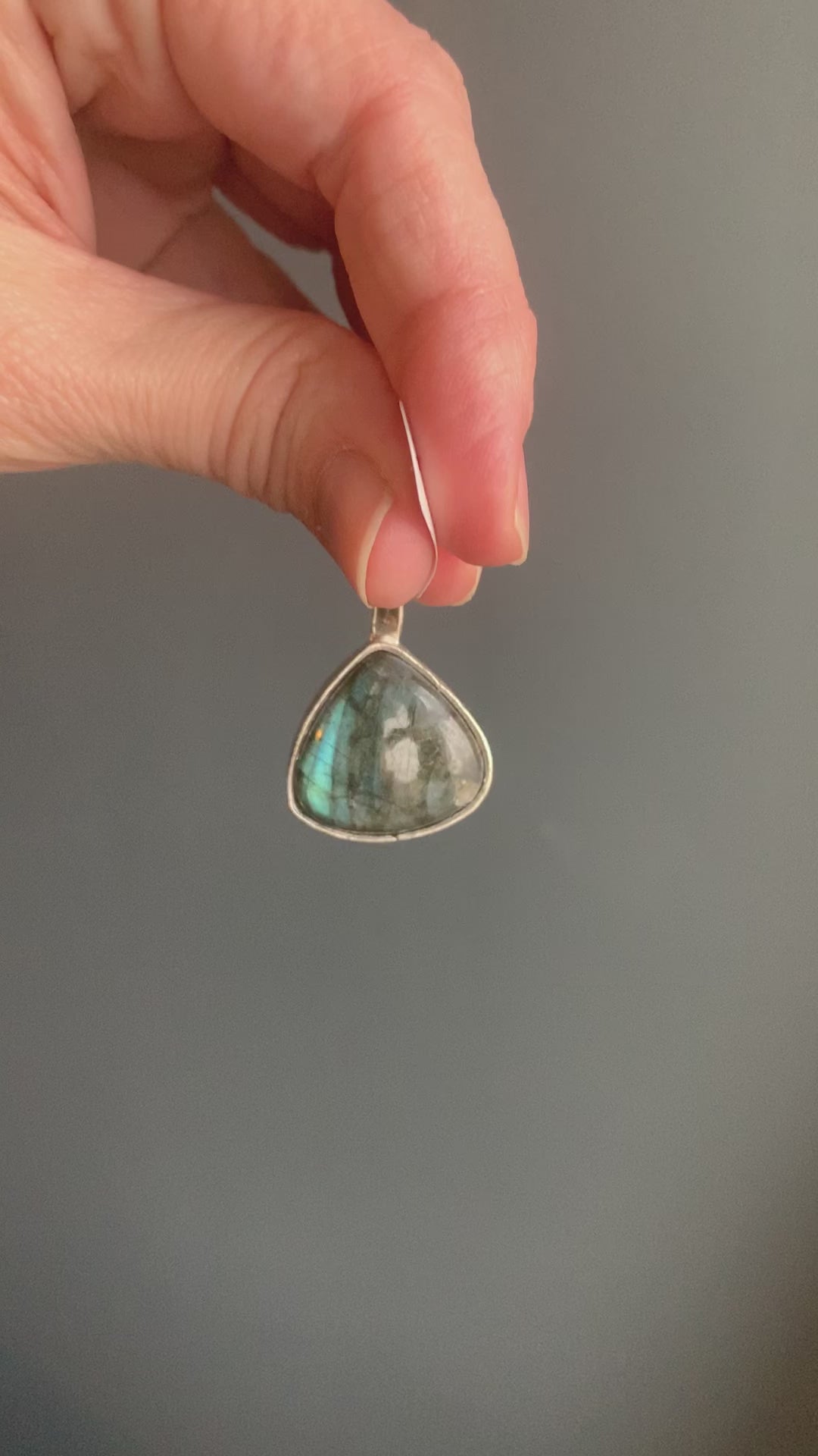 One-of-a-Kind Triangle Labradorite Pendant in Sterling Silver