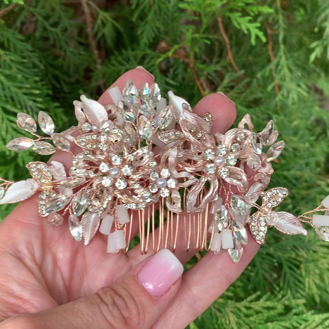 #040: Rose Gold Bridal Hair Comb