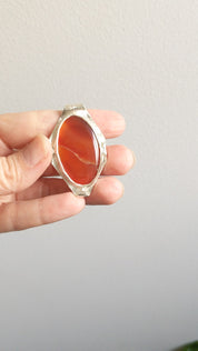 Carnelian Pendant in Sterling Silver - The Fallen Leaf