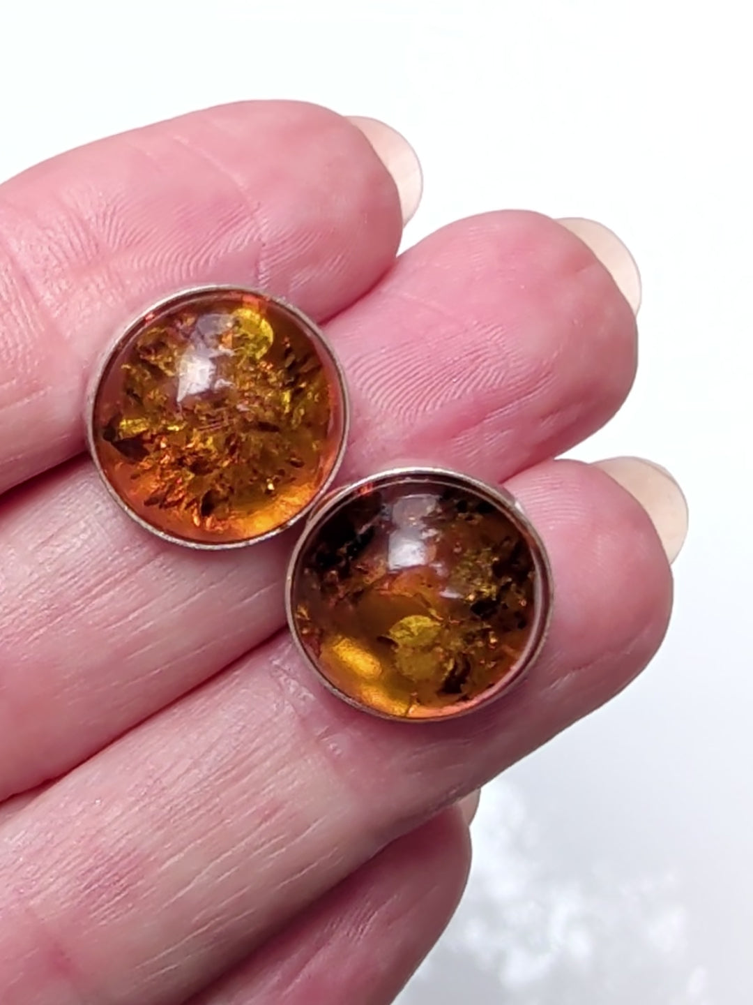 Honeyfire Studs | Sterling Silver Baltic Amber | Tears of the Sun
