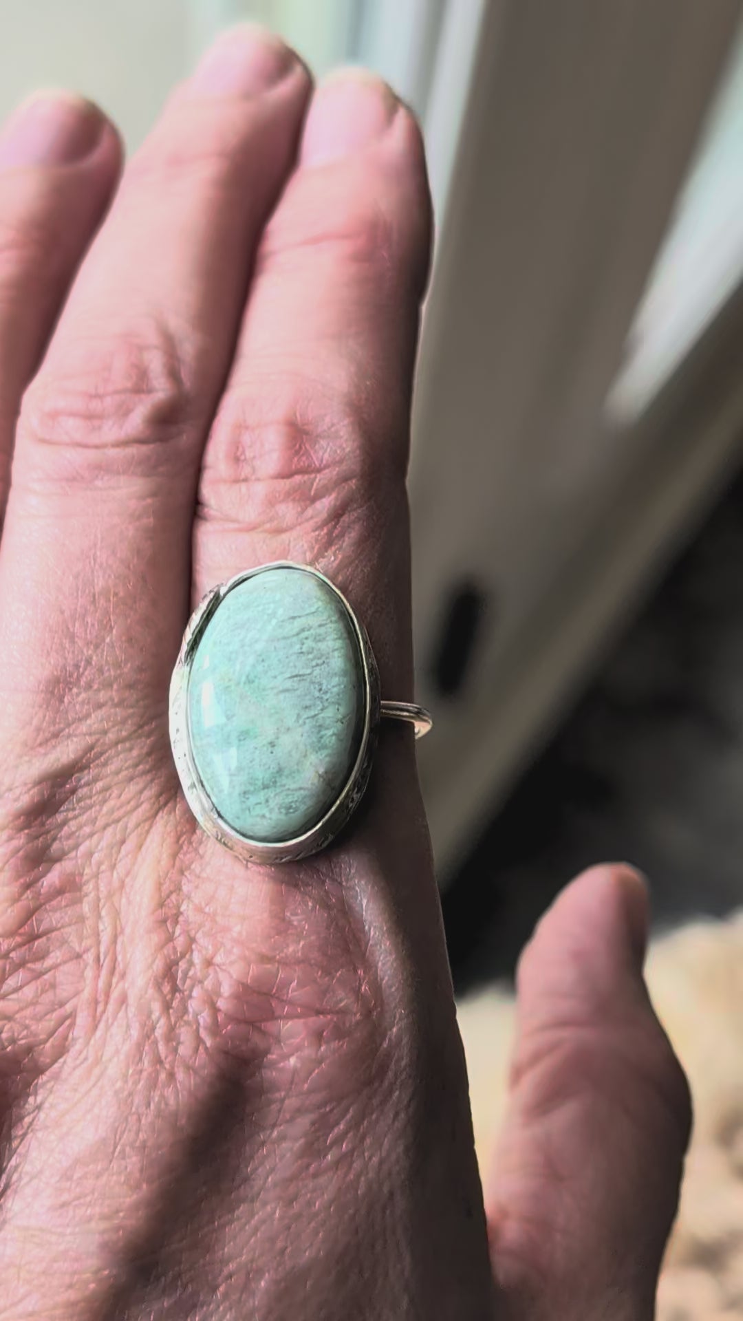 Coastal Relic — Amazonite Ring in Sterling Silver Sz 9