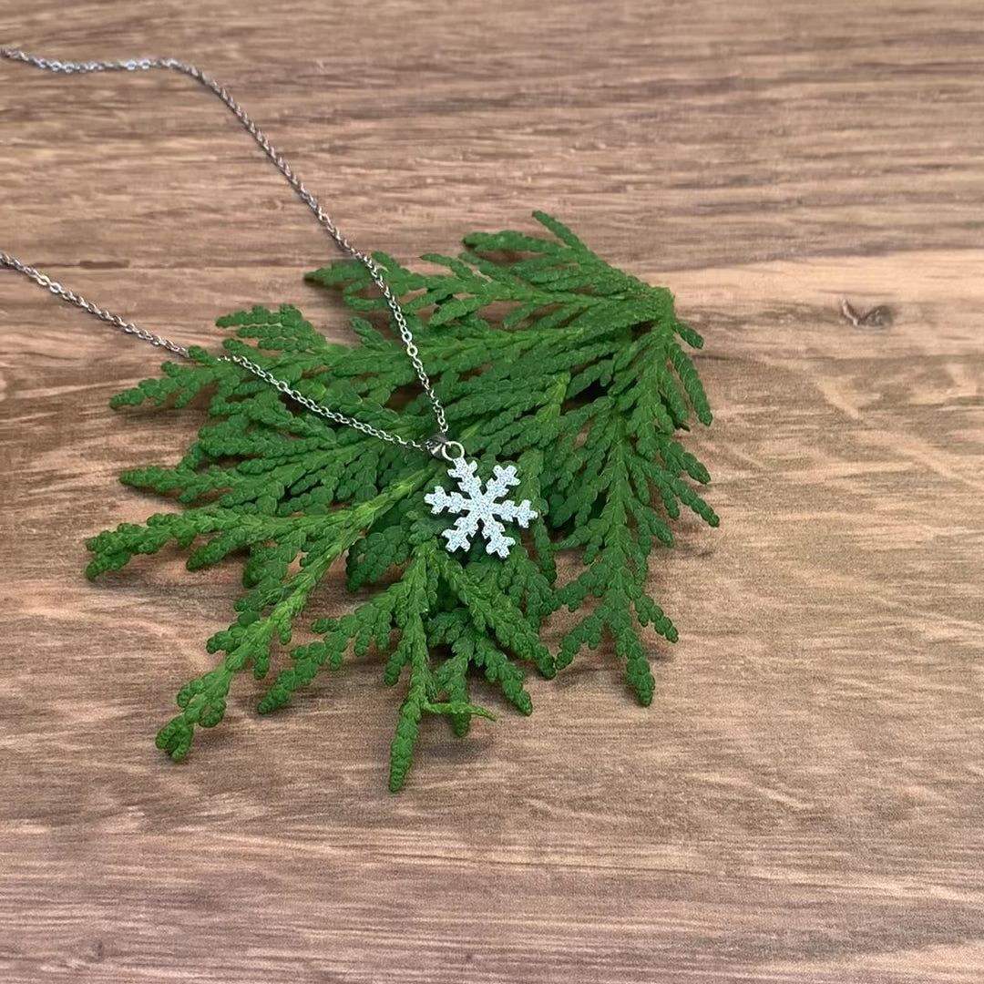 Snowflake Necklace in Sterling Silver studded in Cubic Zircon