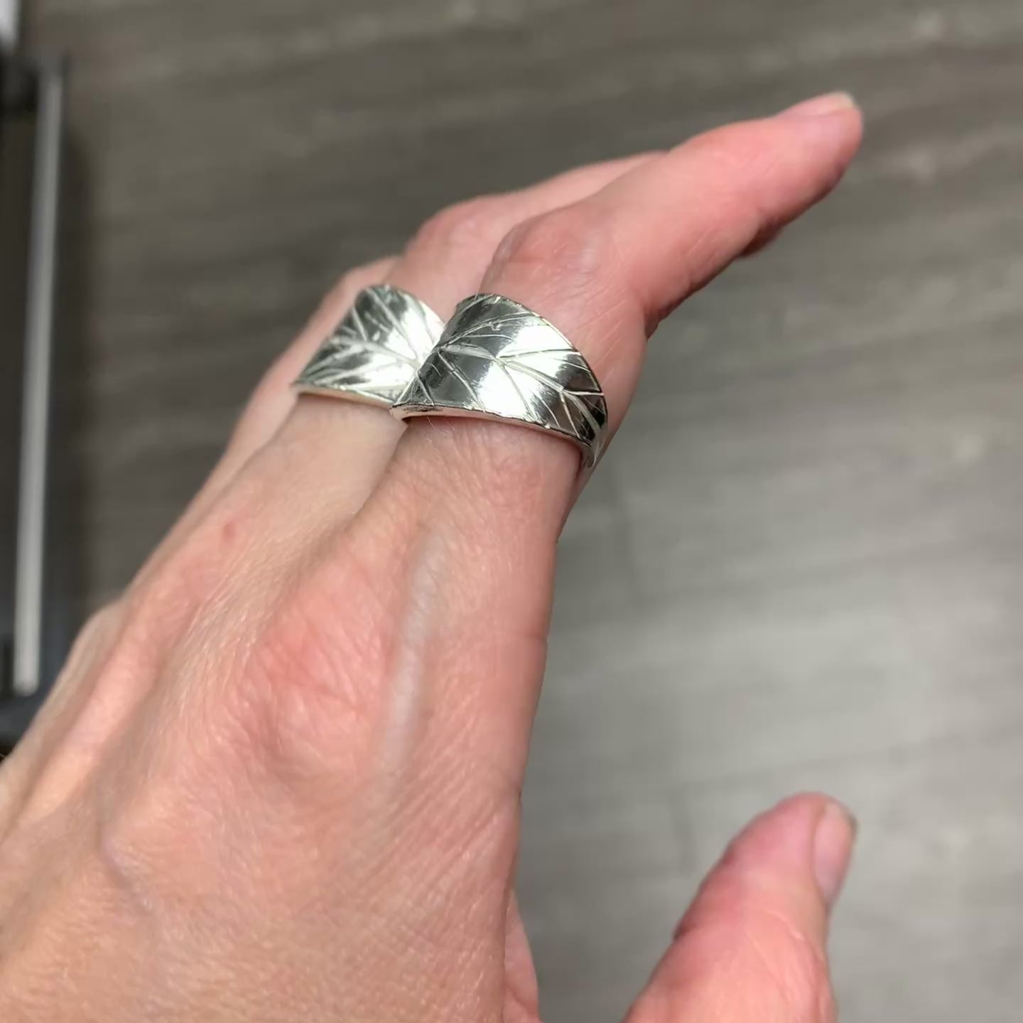 Blueberry Leaf Wraparound Ring | Handmade Sterling Silver & Gold | Unique Leaf Design