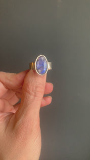 Blue Flash Labradorite Organic Statement Ring in Sterling Silver