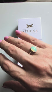 Fire Opal Ring in Sterling Silver – Handcrafted Oval Opal Ring