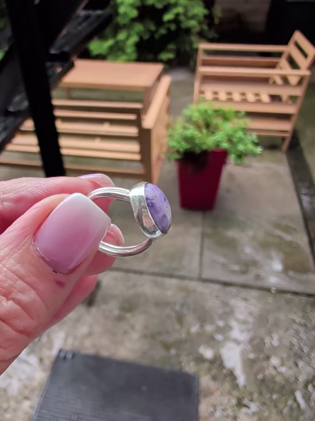 Tiffany Stone Silver Bezel Ring – Elysia | Rare Purple Gemstone | One-of-a-Kind Sterling Silver Jewelry
