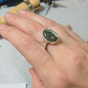 Labradorite Organic Leaf Statement Ring in Sterling Silver