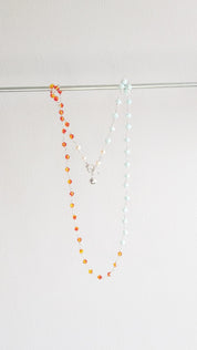 Harmony Sunset Pearl Strand Necklace in Silver OOAK