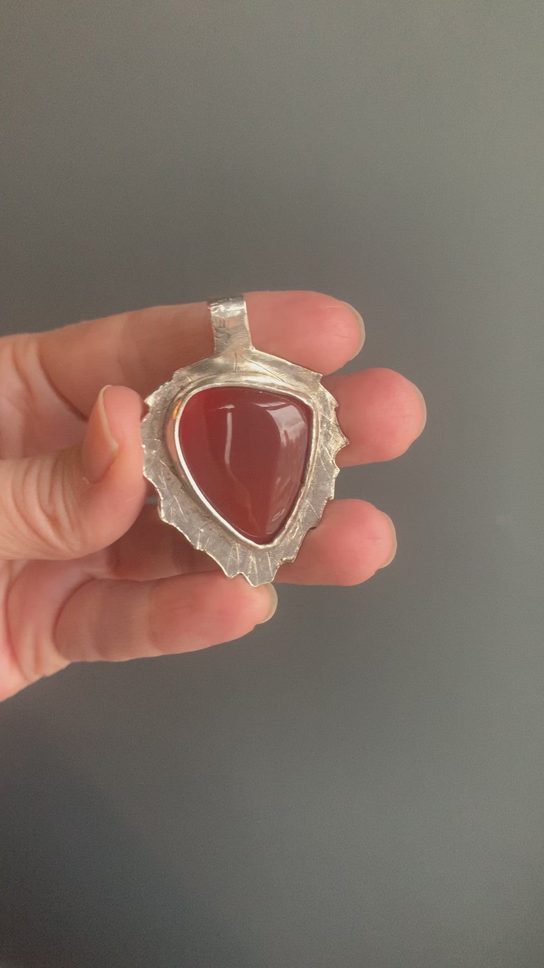 Real Leaf Pendant with Triangle Carnelian | Echoes of the Lake Collection