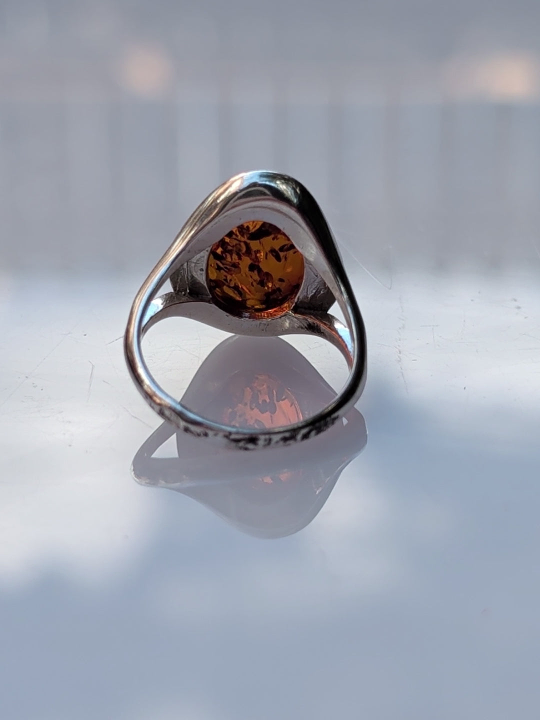 Amber Flame Ring | Silver Baltic Amber Ring | Tears of the Sun Collection