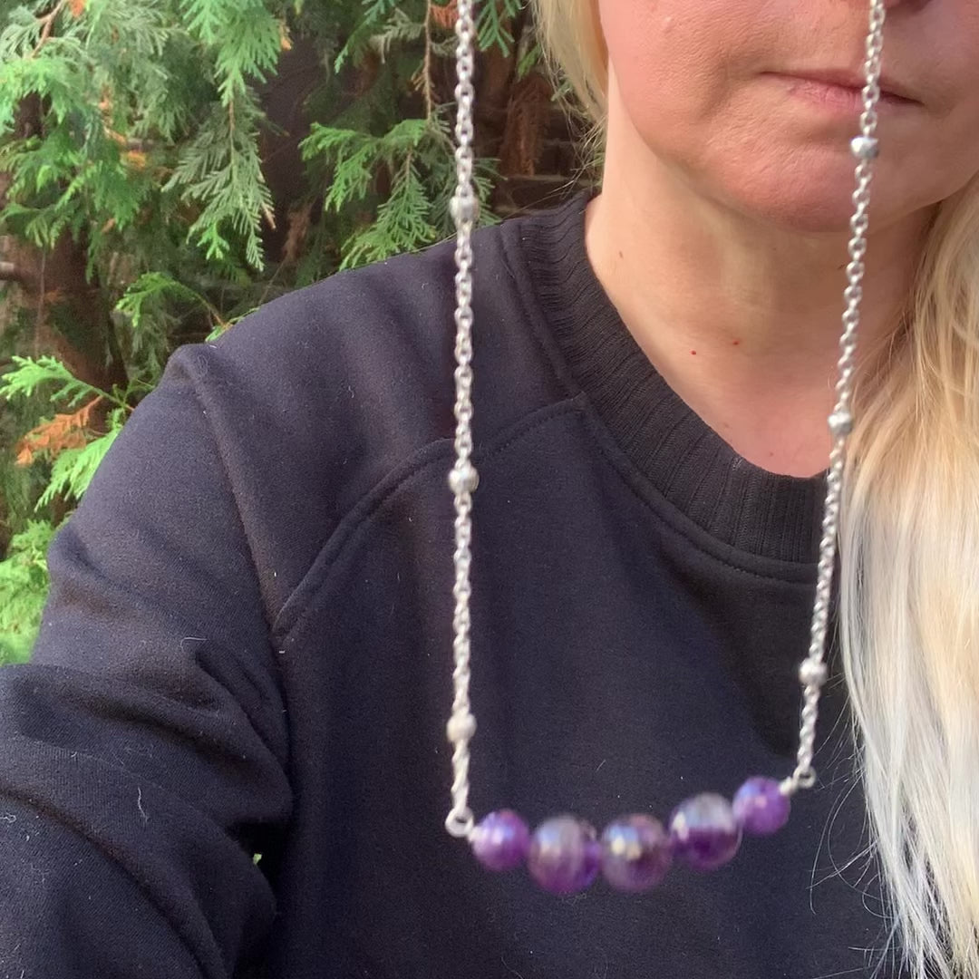 Blooming Amethyst on Stardust Sterling Silver Chain