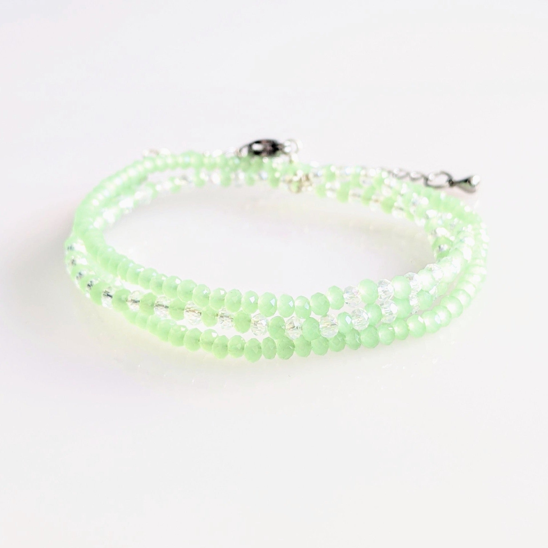 Pop of Color: Beaded Wrap Bracelet in Light Green