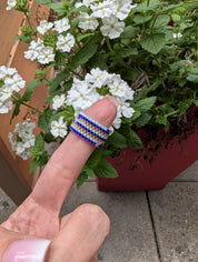 Azure Starboard Ring – Handwoven Miyuki Bead Ring Sz 6