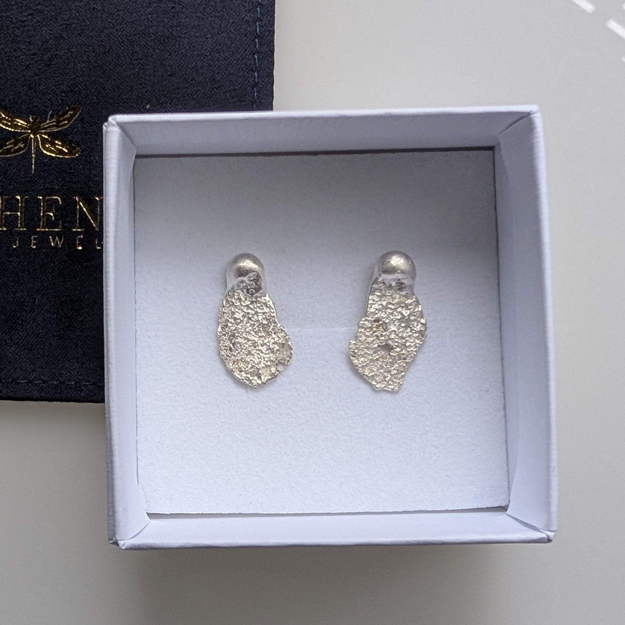 Sterling Silver Stud Earrings – Artemis Seed Earrings | OOAK Organic Silver Studs (0.75")
