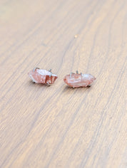 Lithium Quartz Studs — Raw Crystal Earrings in Sterling Silver