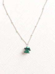 Malachite Inukshuk Necklace in Sterling Silver