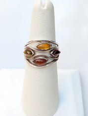 Amber Current Ring | Silver Baltic Amber Ring | Tears of the Sun