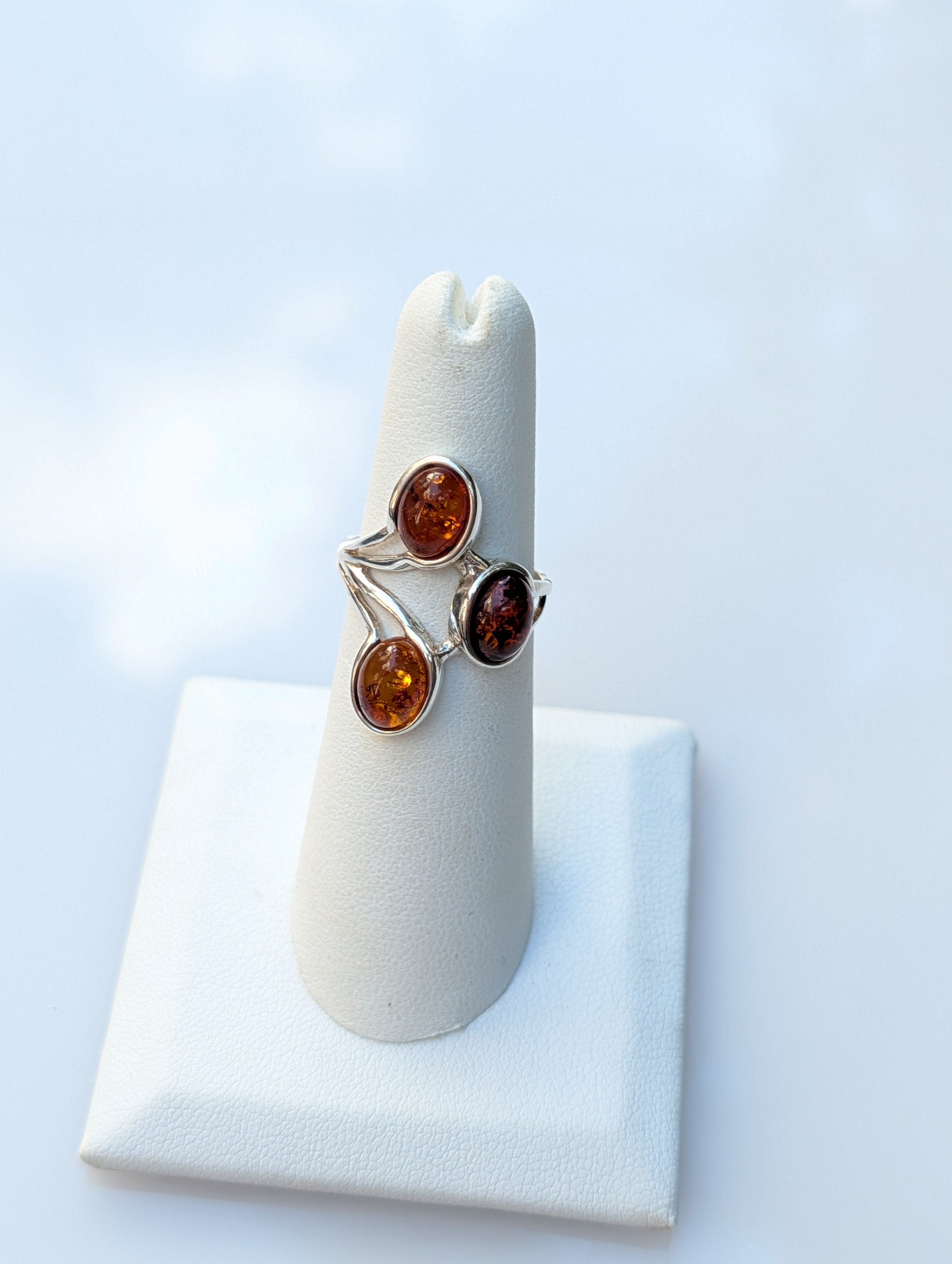 Trinity of Light Ring | Silver Amber Ring | Tears of the Sun