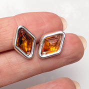 Golden Prism Earrings | Sterling Silver Baltic Amber | Tears of the Sun