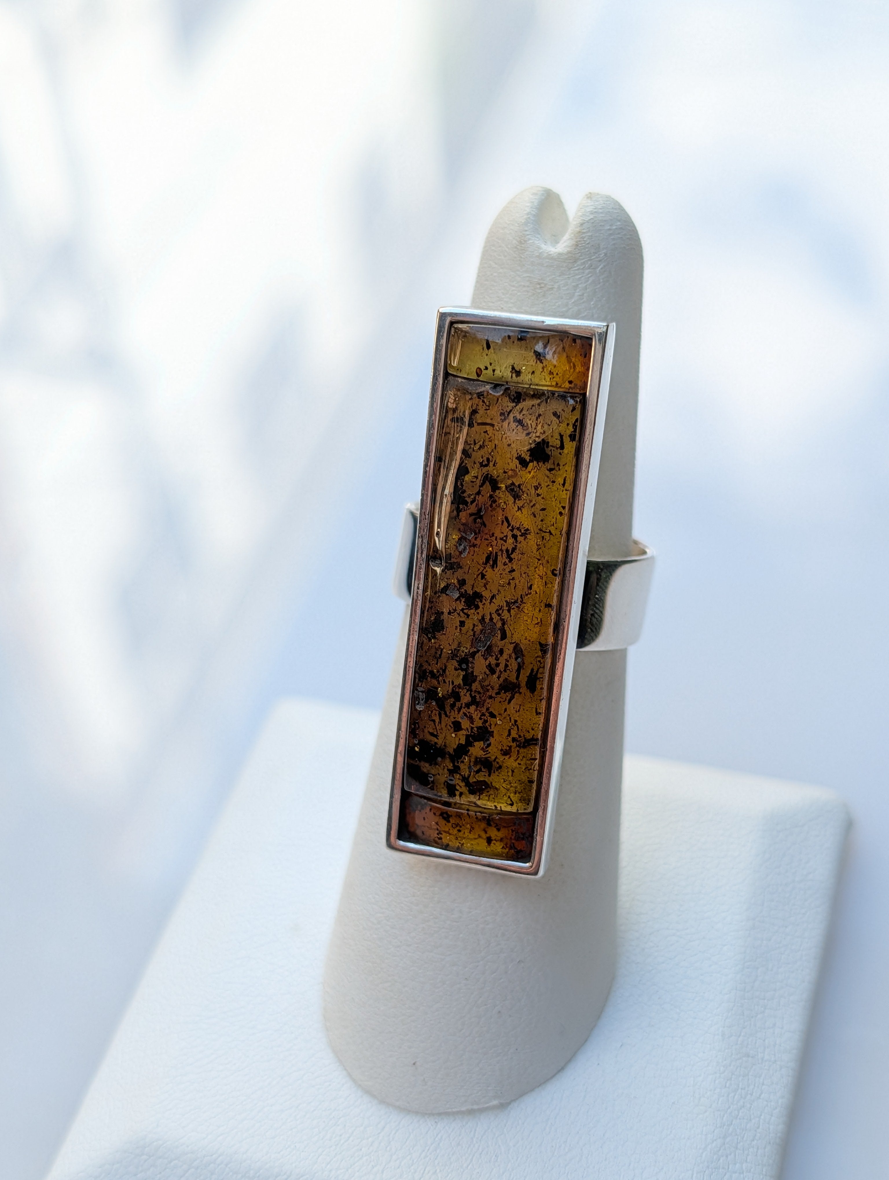 Forest Light Ring | Silver Baltic Amber Ring | Tears of the Sun Collection