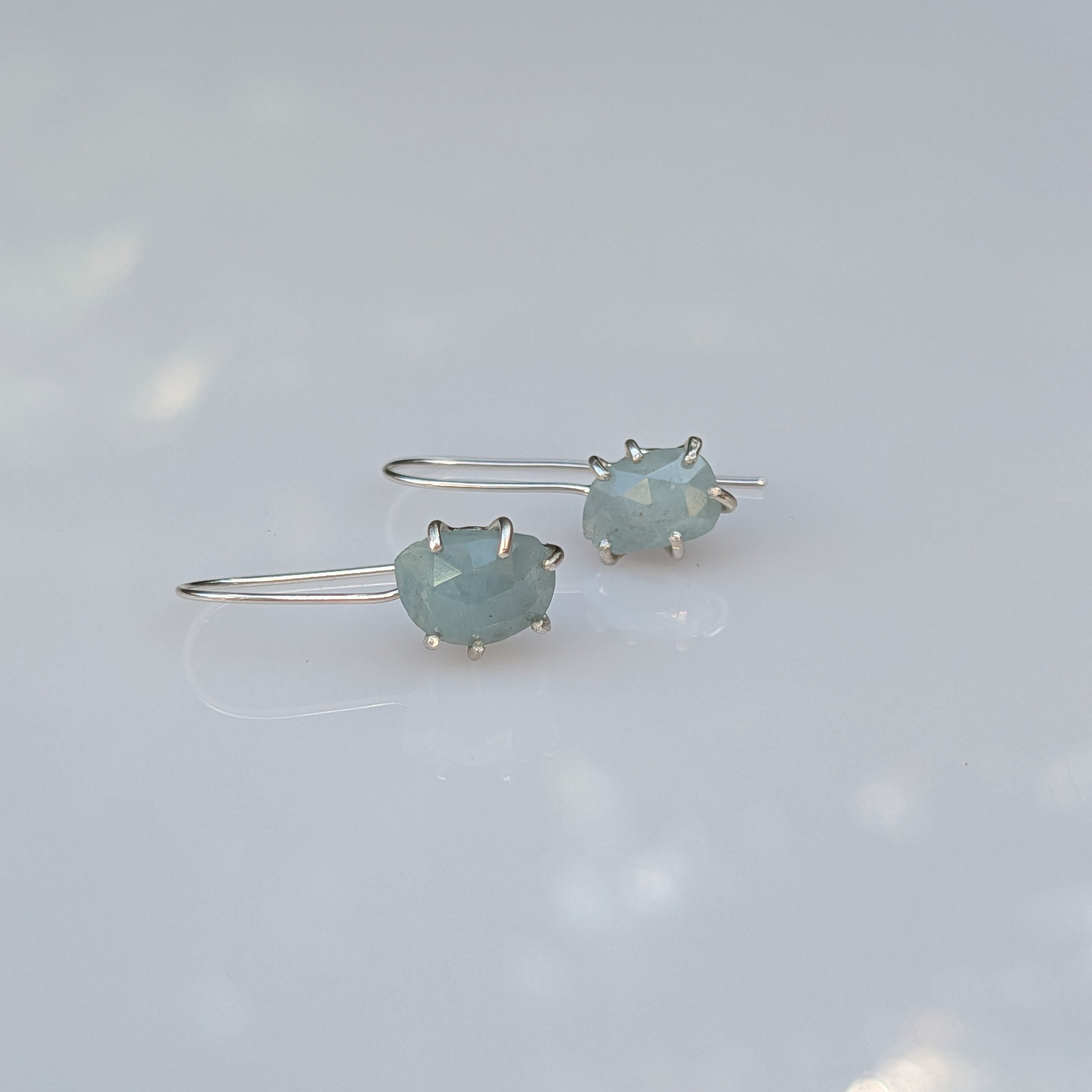 Tidal Grace Earrings – Aquamarine Beryl, Sterling Silver | Pair B