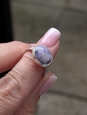 Tiffany Stone Silver Bezel Ring – Elysia | Rare Purple Gemstone | One-of-a-Kind Sterling Silver Jewelry