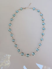 Aquamarine Necklace – Sterling Silver Bezel Set, 16"