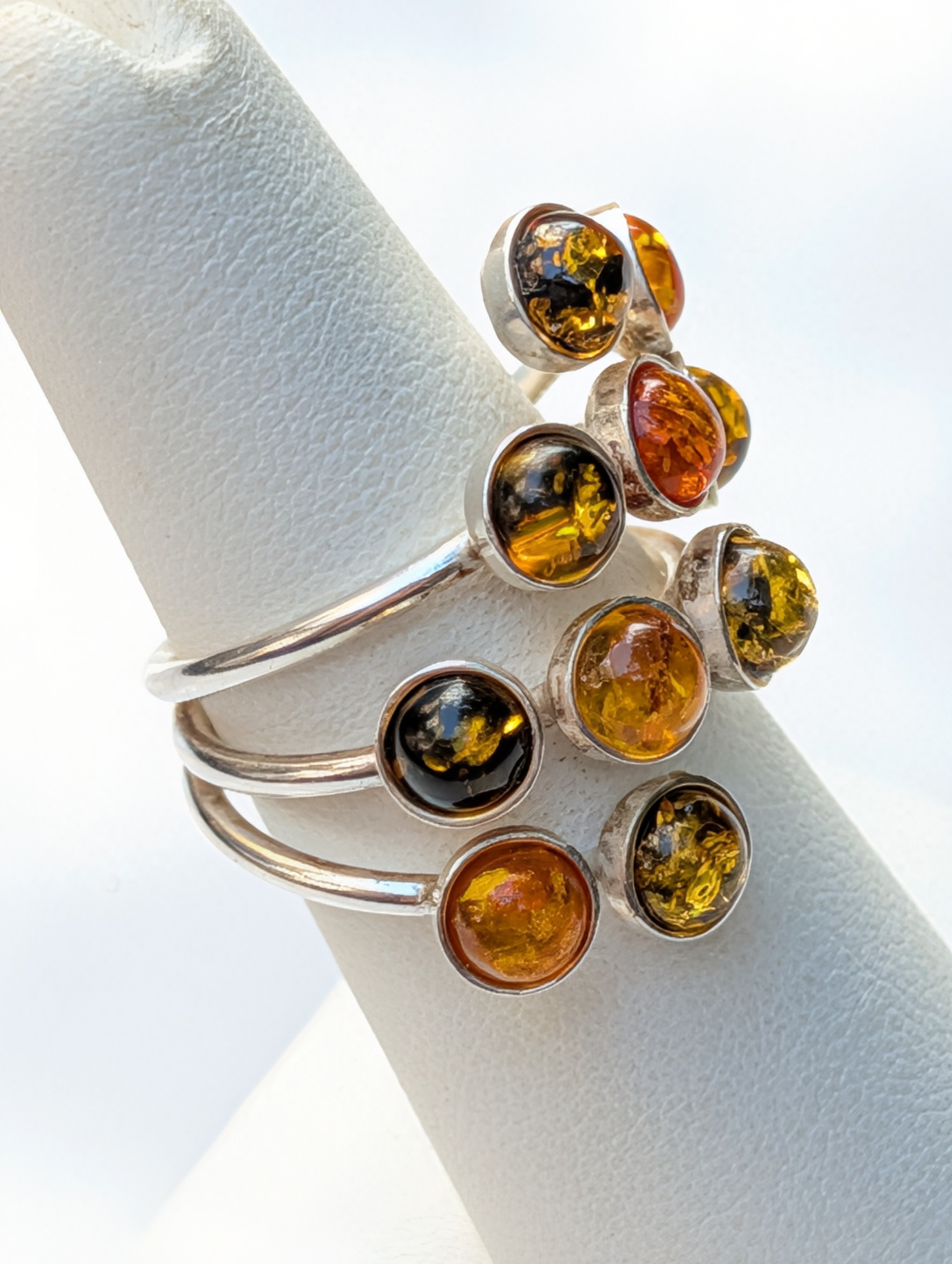 Amber Garden Ring | Silver Amber Cocktail Ring | Tears of the Sun