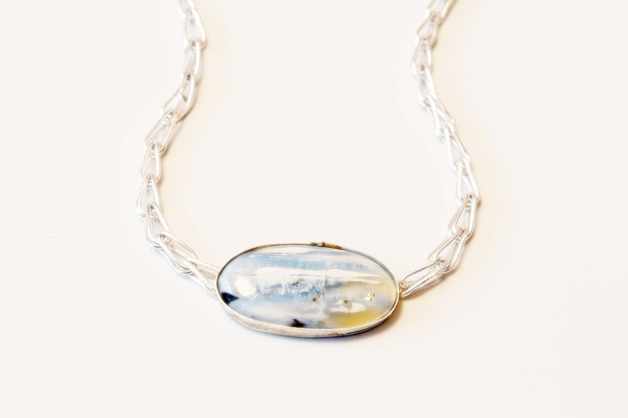Silver Horizon — One-of-a-Kind Blue Opal Statement Necklace