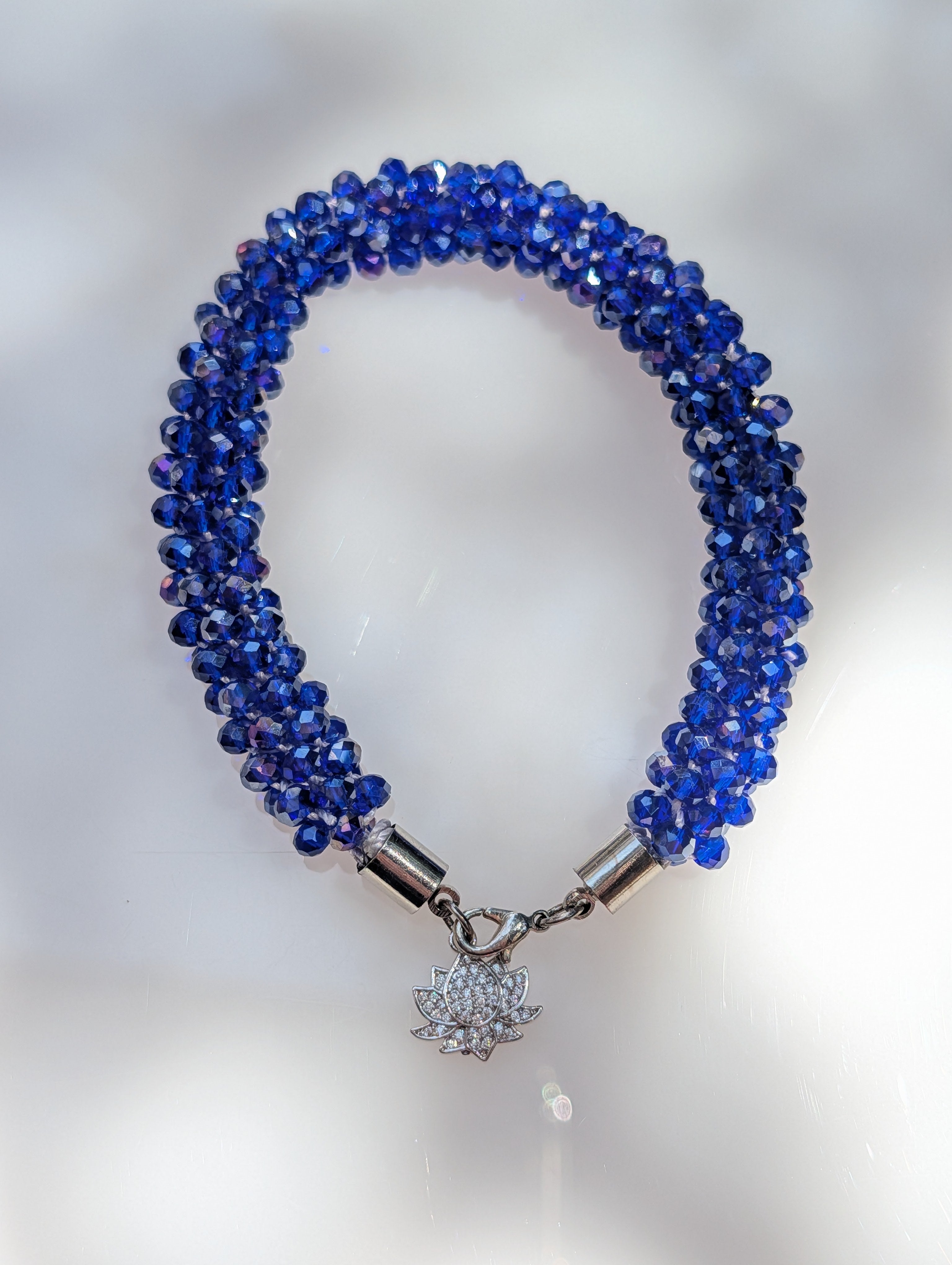 Cobalt Current Bracelet – Blue Crystal Rope Bracelet in Silver