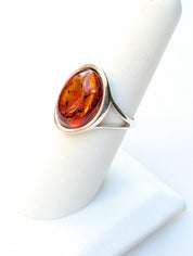 Amber Flame Ring | Silver Baltic Amber Ring | Tears of the Sun Collection