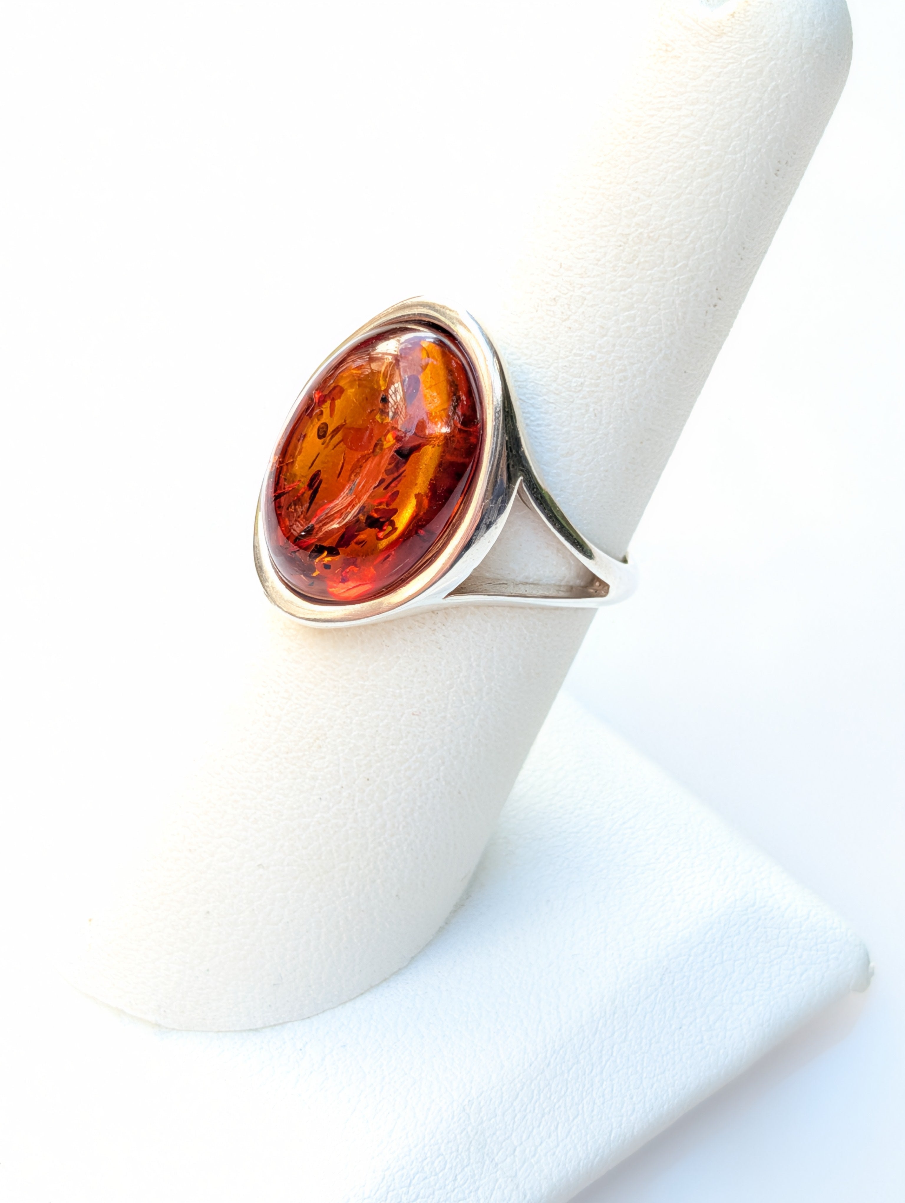 Amber Flame Ring | Silver Baltic Amber Ring | Tears of the Sun Collection