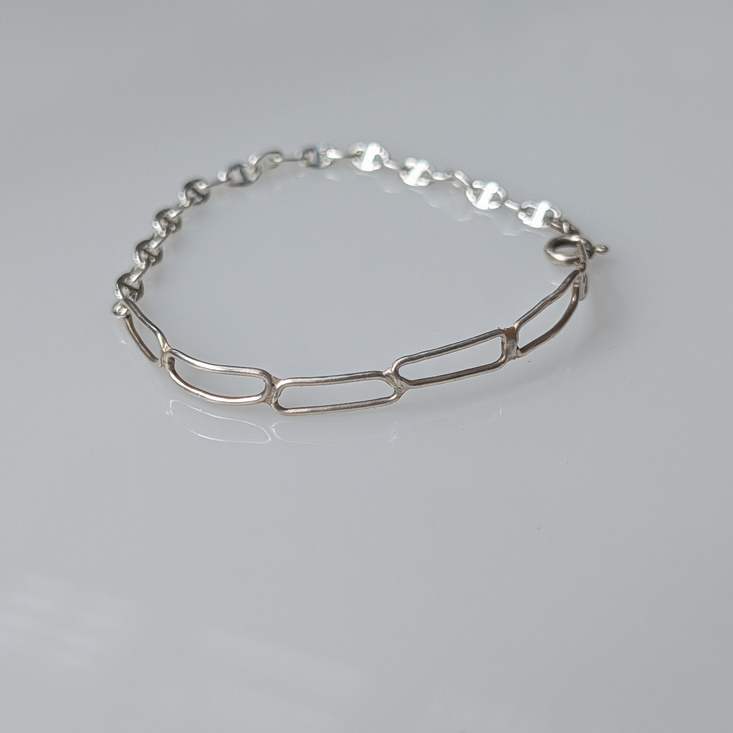 Linked Silver Bracelet – Sterling Silver Chain Link Bracelet, Everyday Jewelry