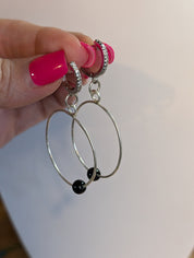 Night Current Hoops | Sterling silver hoop earrings with black spinel • The Night Sea Collection