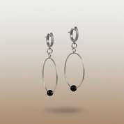 Night Current Hoops | Sterling silver hoop earrings with black spinel • The Night Sea Collection