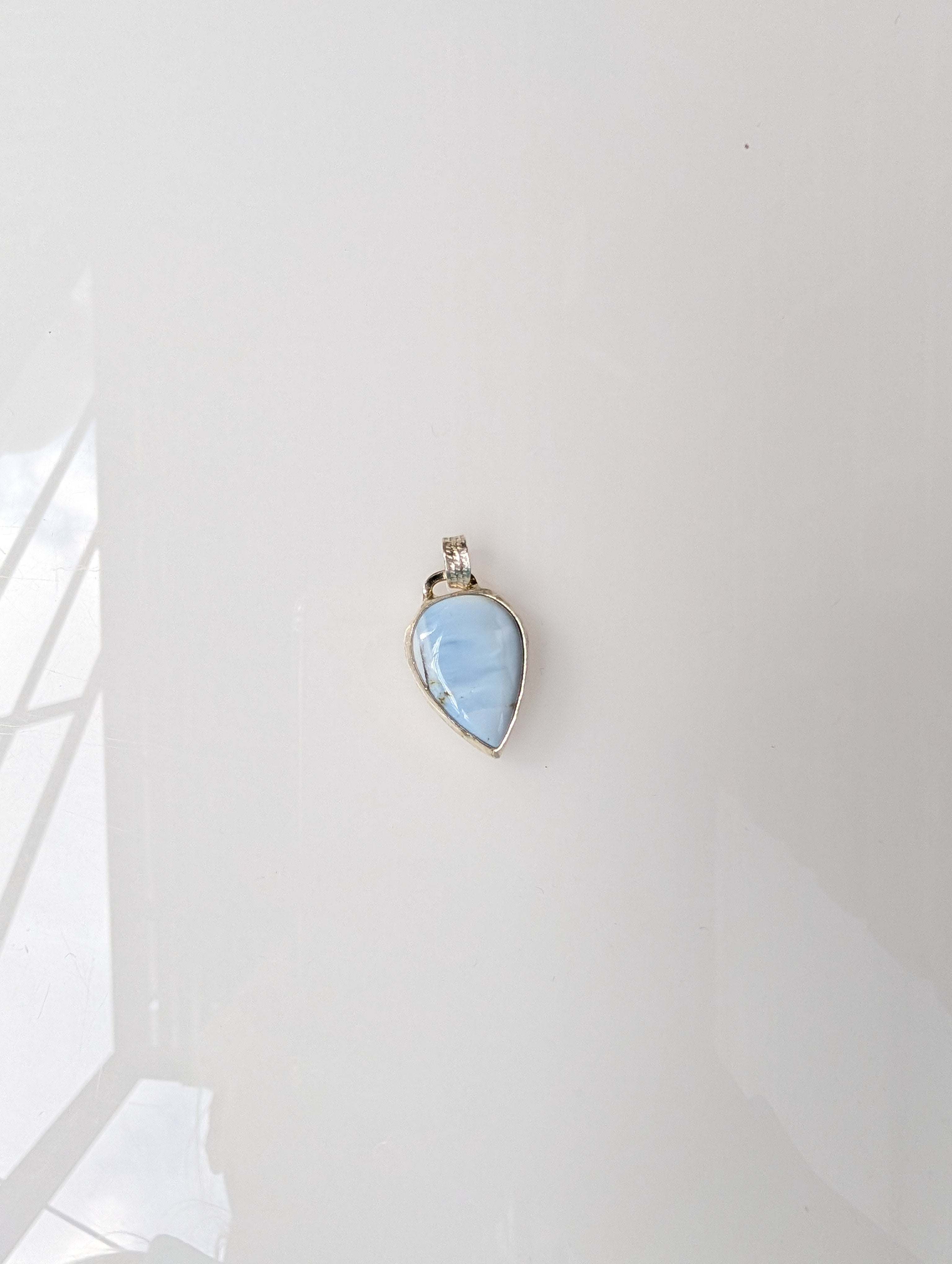 Moon Line Pendant | Pear-Shaped Blue Opal in Sterling Silver