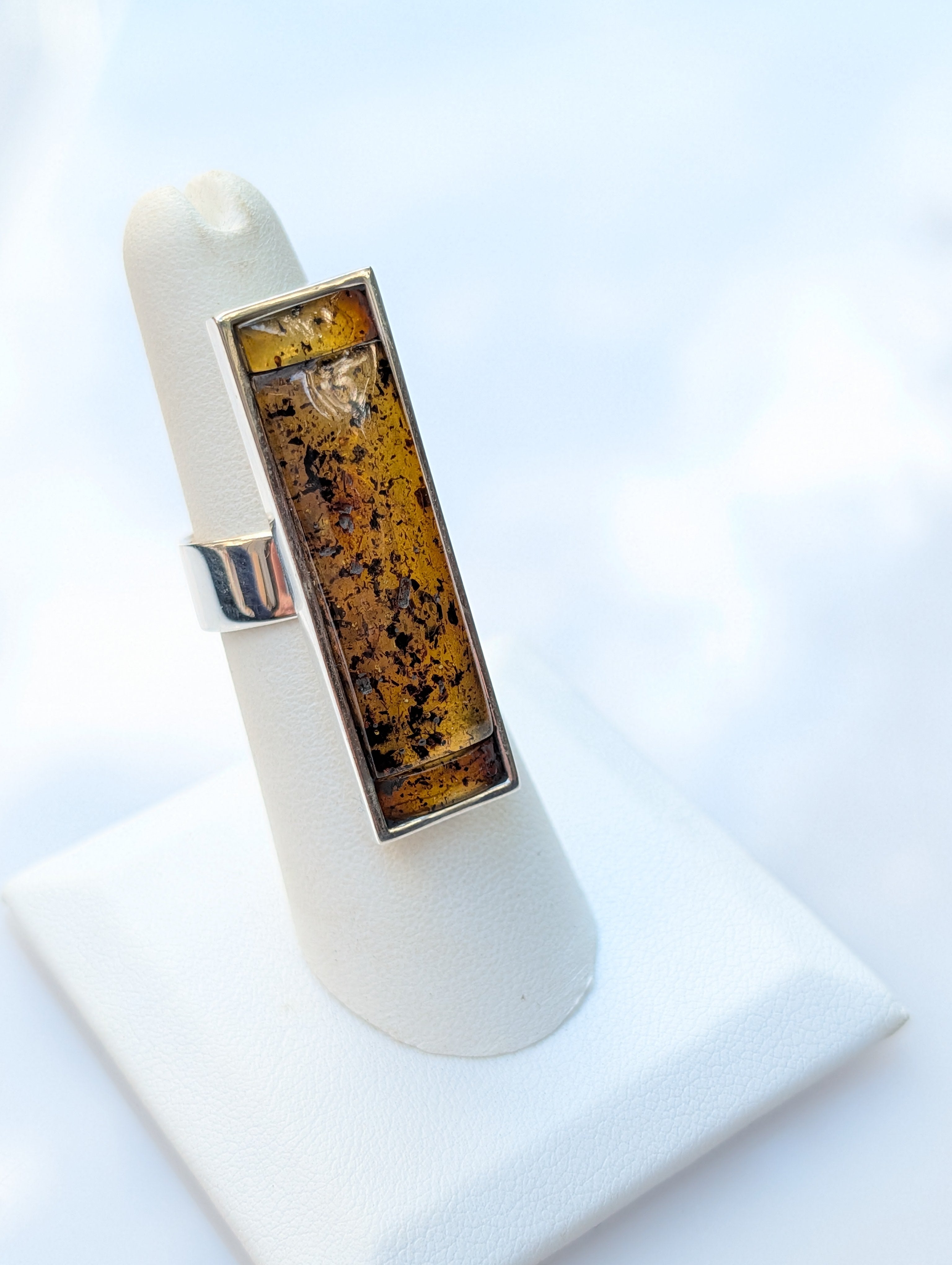 Forest Light Ring | Silver Baltic Amber Ring | Tears of the Sun Collection