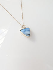 Blue Opal Triangle Necklace in Sterling Silver