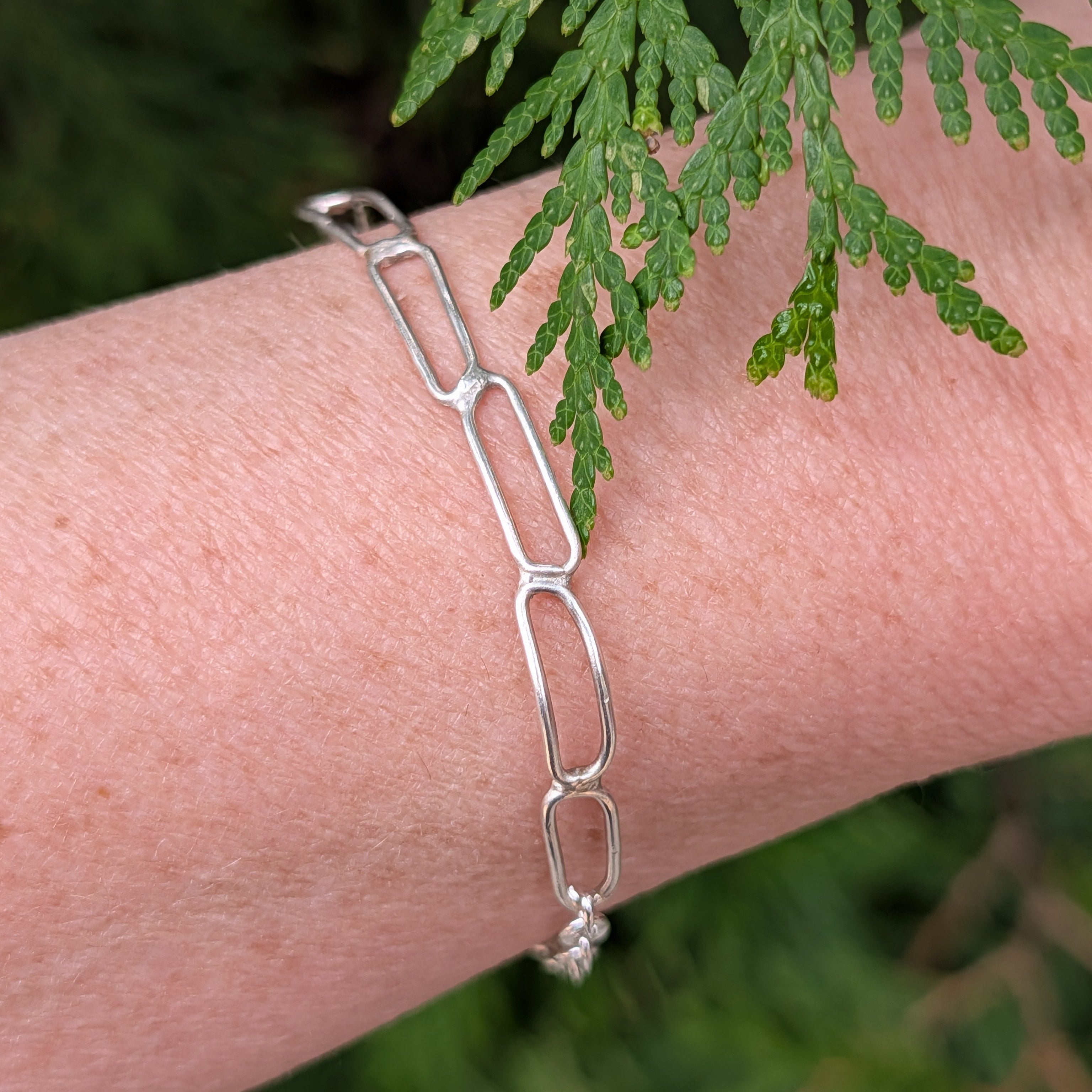 Linked Silver Bracelet – Sterling Silver Chain Link Bracelet, Everyday Jewelry