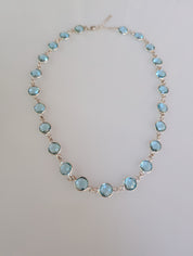 Aquamarine Necklace – Sterling Silver Bezel Set, 16"