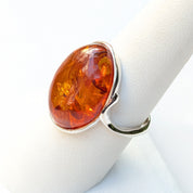 Morninglight Amber Ring | Silver Baltic Amber Cocktail Ring | Tears of the Sun