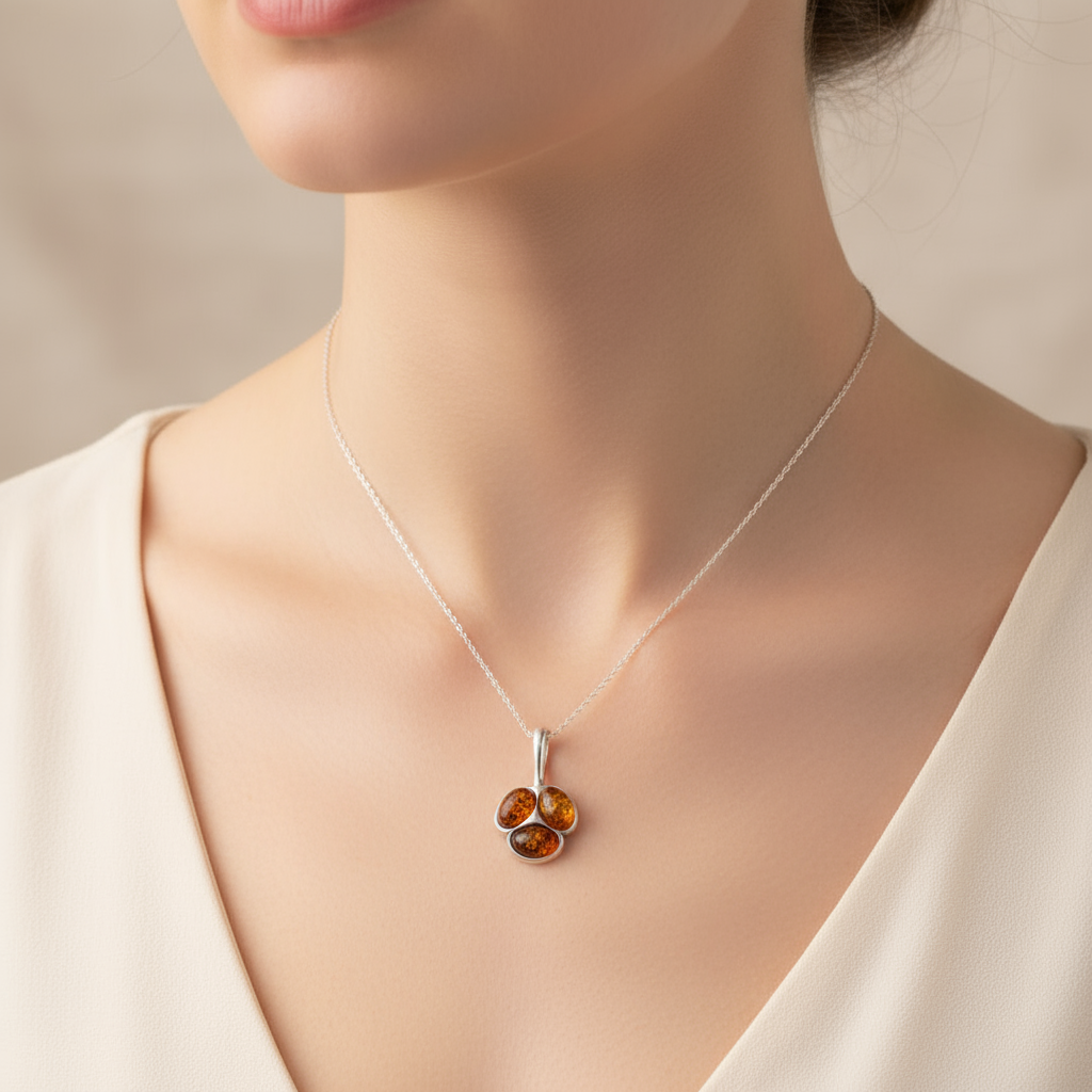 Sunpetal Pendant | Sterling Silver Baltic Amber | Tears of the Sun