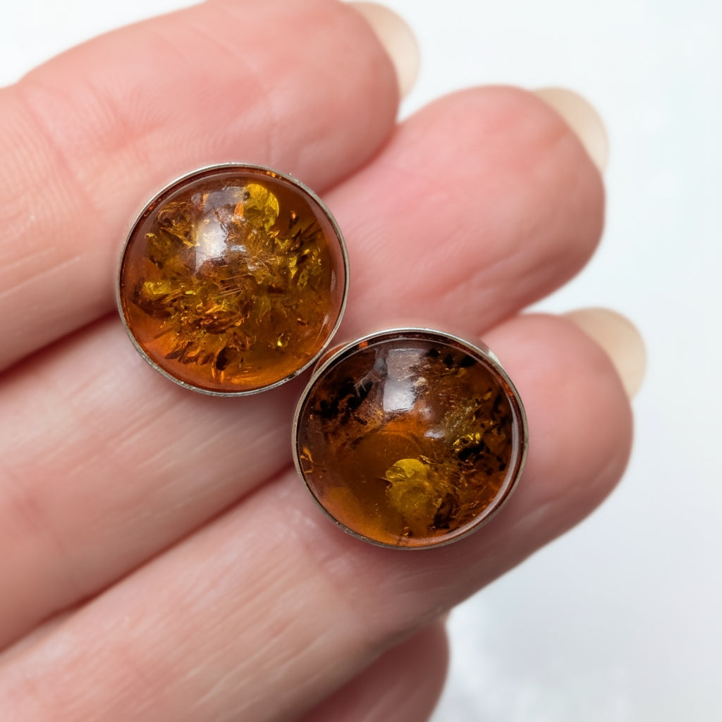 Honeyfire Studs | Sterling Silver Baltic Amber | Tears of the Sun