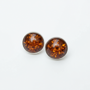 Cognac Aurora Studs | Sterling Silver Baltic Amber | Tears of the Sun