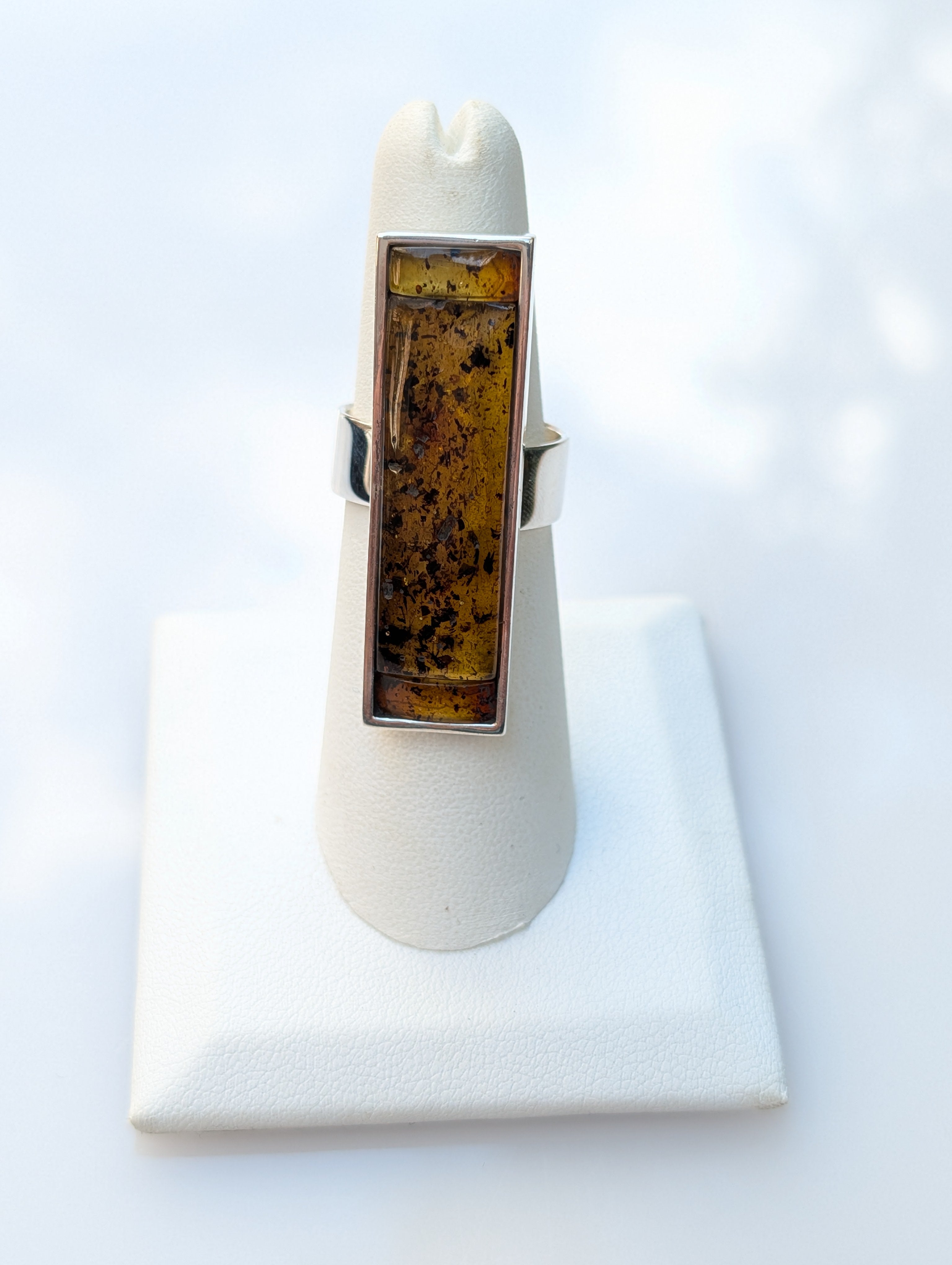 Forest Light Ring | Silver Baltic Amber Ring | Tears of the Sun Collection