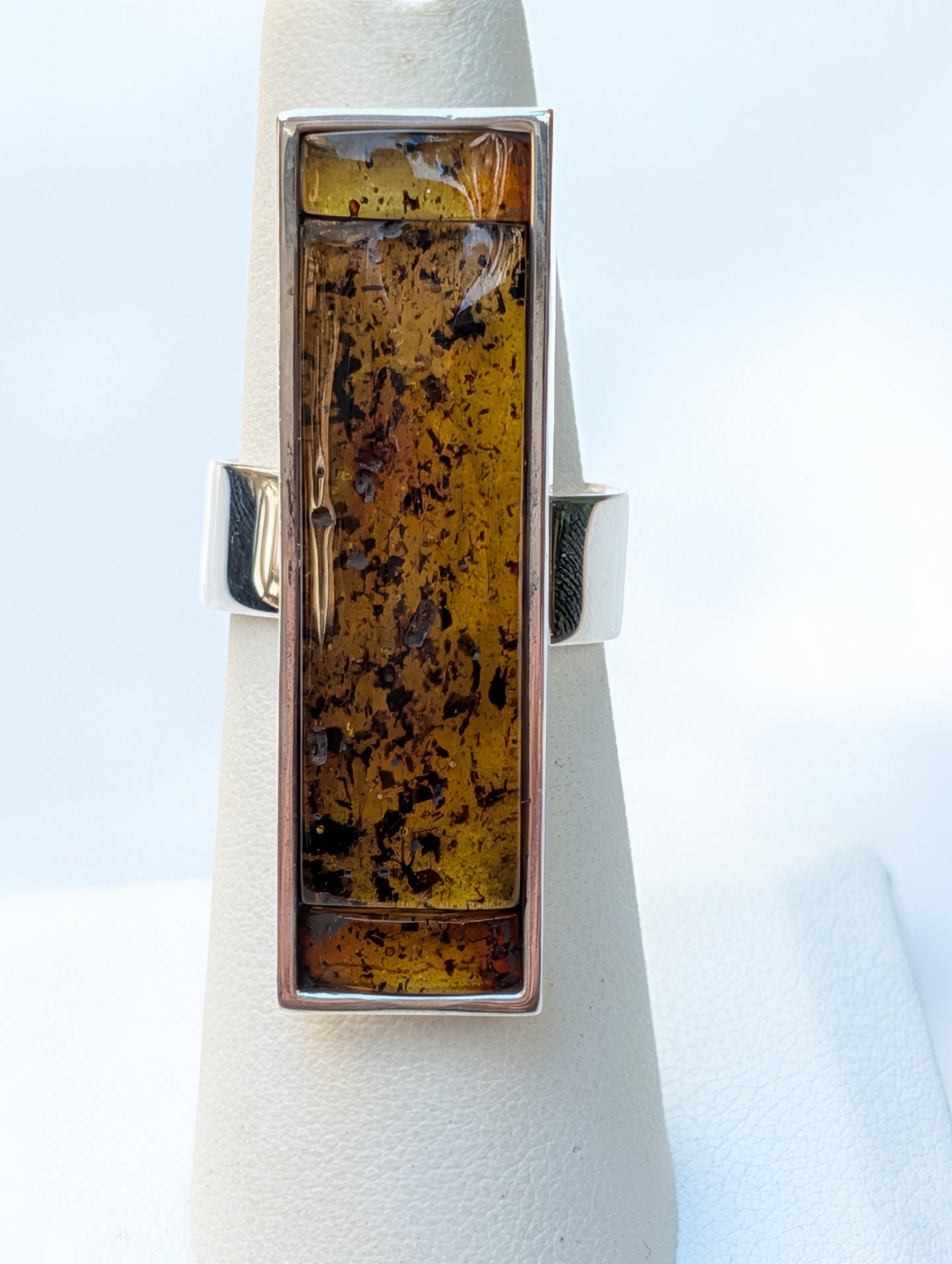 Forest Light Ring | Silver Baltic Amber Ring | Tears of the Sun Collection