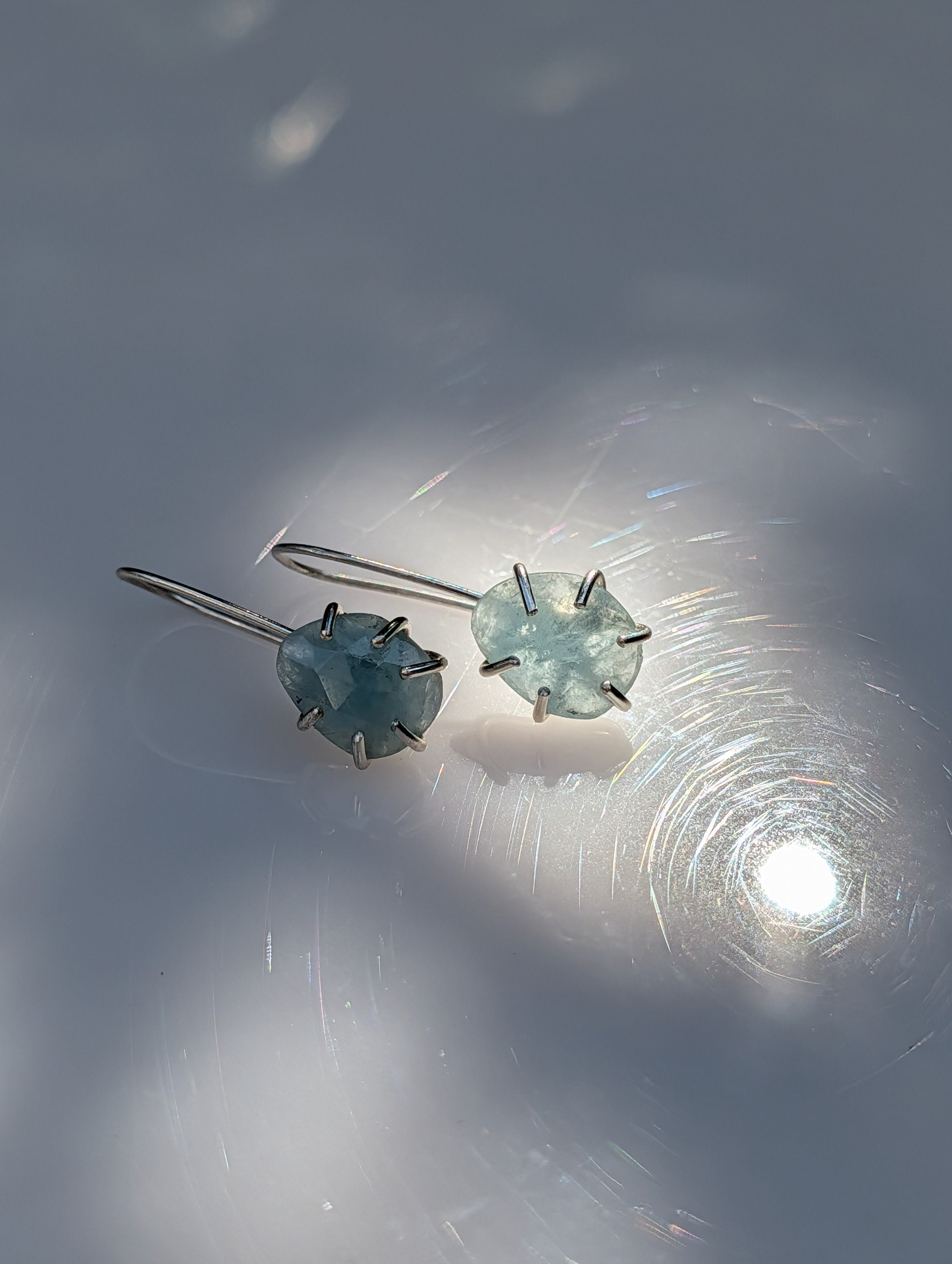 Tidal Grace Earrings – Aquamarine Beryl, Sterling Silver | Pair A