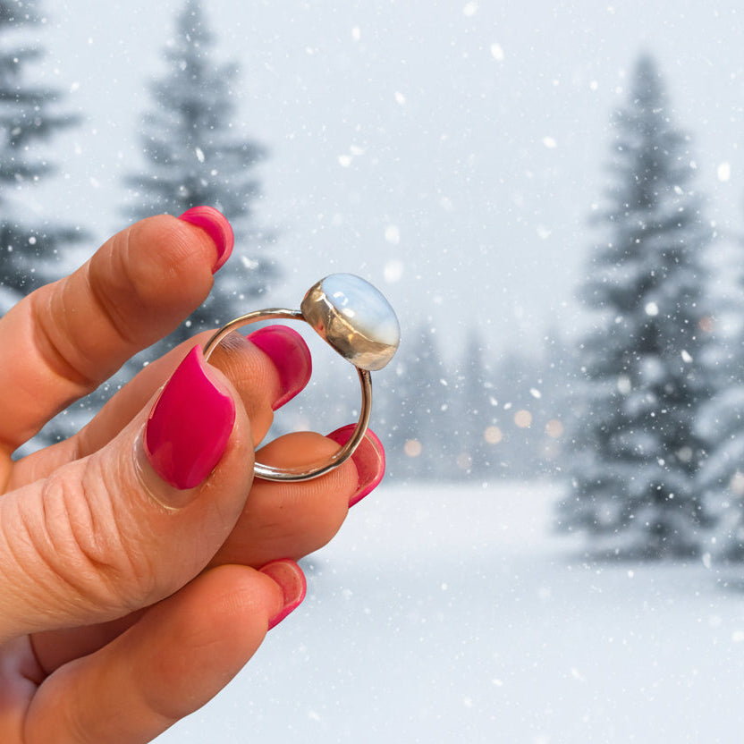 Blue Hour Ring – Blue Opal in Sterling Silver Sz 9