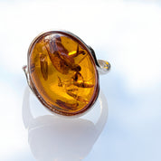 Morninglight Amber Ring | Silver Baltic Amber Cocktail Ring | Tears of the Sun