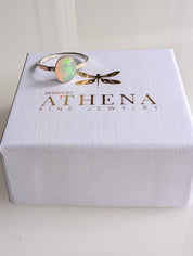 Fire Opal Ring in Sterling Silver – Handcrafted Oval Opal Ring
